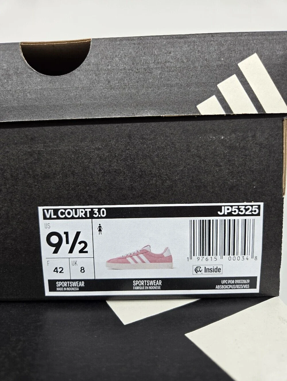 adidas Women's JP5325 VL Court 3.0 Clear Pink Off White Shoes Size 9.5